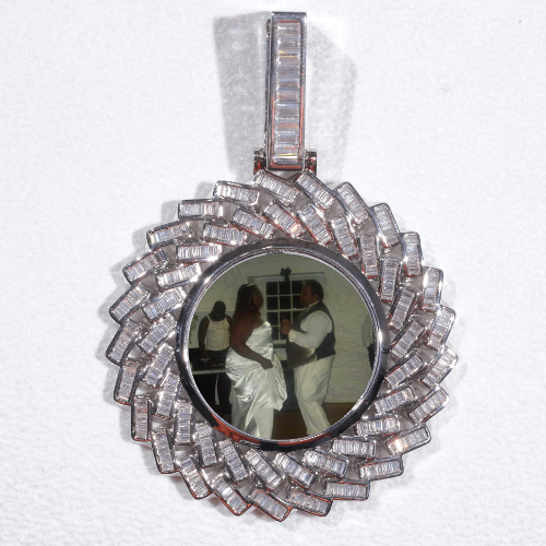 Large 3D Baguette Custom Picture Pendant