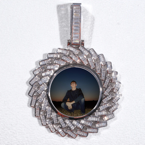 Large 3D Baguette Custom Picture Pendant