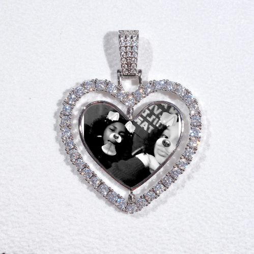 3D Spinning 2-Faced Heart Custom Picture Pendant