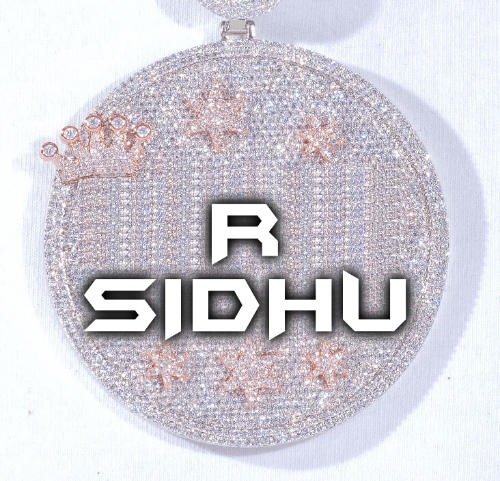 CUSTOM LETTER NECKLACE 3D BIG CROWN DISC