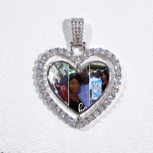 3D Spinning 2-Faced Heart Custom Picture Pendant