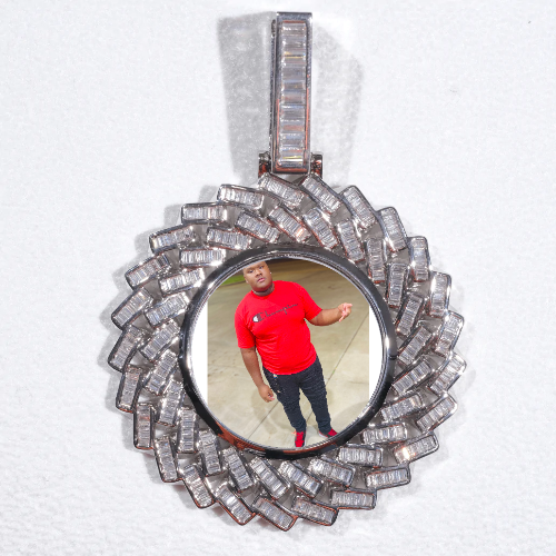 Large 3D Baguette Custom Picture Pendant