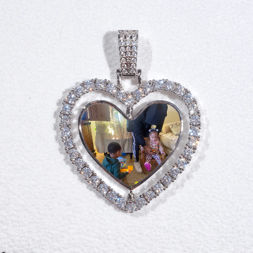 3D Spinning 2-Faced Heart Custom Picture Pendant
