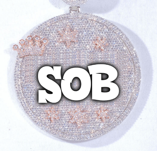 CUSTOM LETTER NECKLACE 3D BIG CROWN DISC