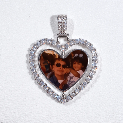 3D Spinning 2-Faced Heart Custom Picture Pendant