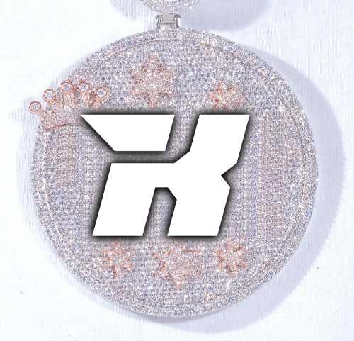 CUSTOM LETTER NECKLACE 3D BIG CROWN DISC