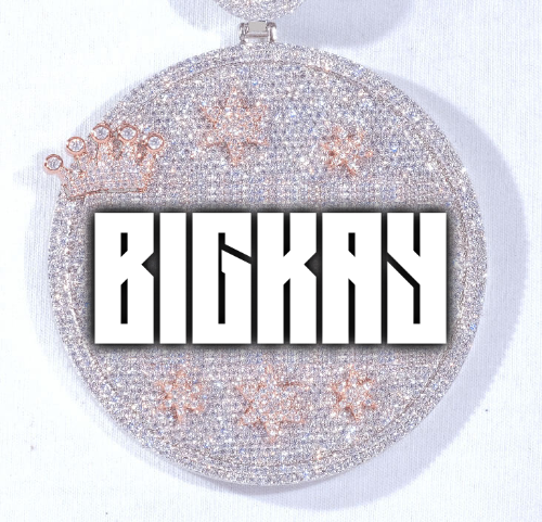 CUSTOM LETTER NECKLACE 3D BIG CROWN DISC