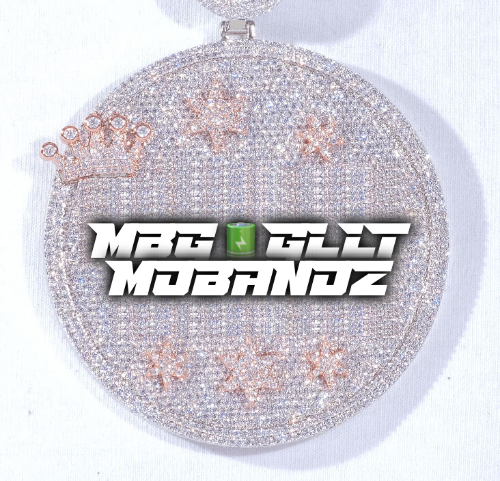 CUSTOM LETTER NECKLACE 3D BIG CROWN DISC
