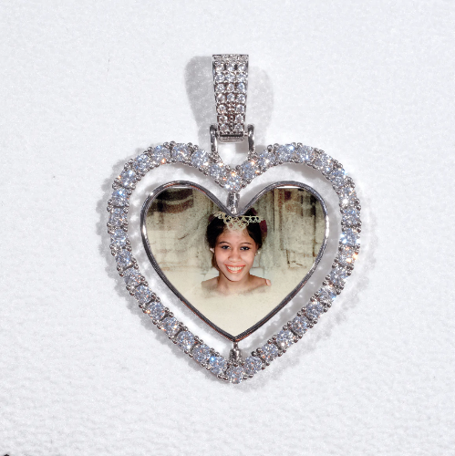 3D Spinning 2-Faced Heart Custom Picture Pendant