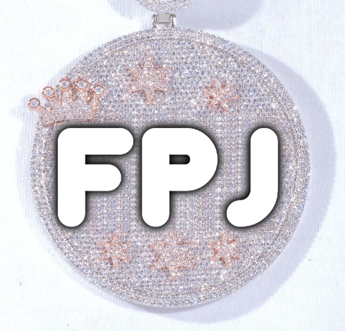 CUSTOM LETTER NECKLACE 3D BIG CROWN DISC