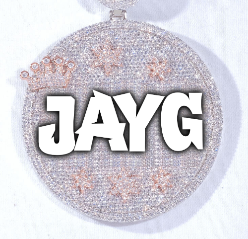 CUSTOM LETTER NECKLACE 3D BIG CROWN DISC