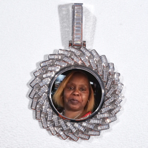 Large 3D Baguette Custom Picture Pendant
