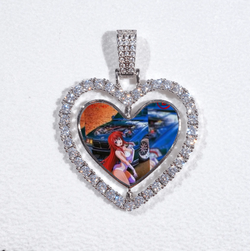 3D Spinning 2-Faced Heart Custom Picture Pendant
