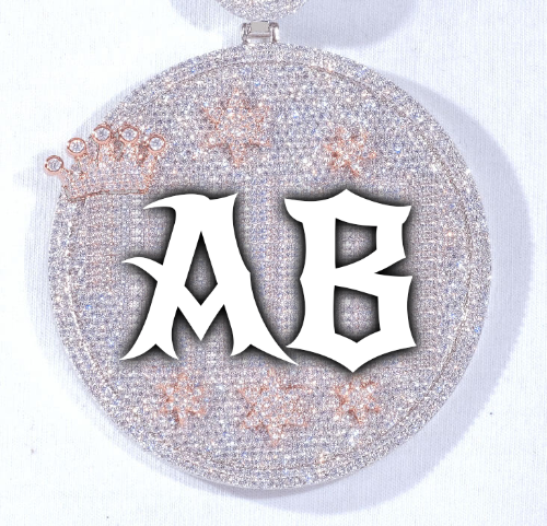 CUSTOM LETTER NECKLACE 3D BIG CROWN DISC