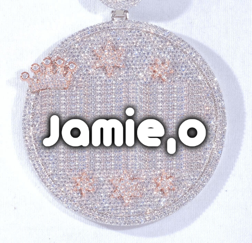 CUSTOM LETTER NECKLACE 3D BIG CROWN DISC