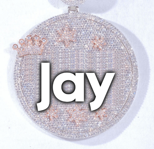 CUSTOM LETTER NECKLACE 3D BIG CROWN DISC