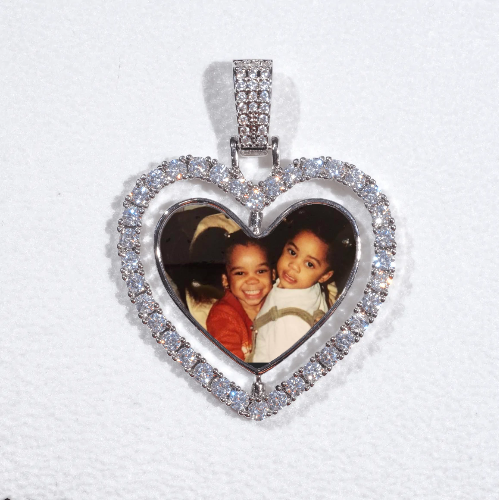 3D Spinning 2-Faced Heart Custom Picture Pendant