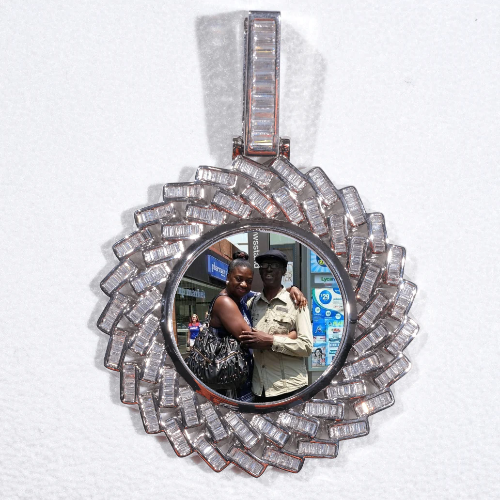 Large 3D Baguette Custom Picture Pendant