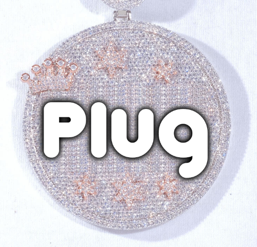CUSTOM LETTER NECKLACE 3D BIG CROWN DISC
