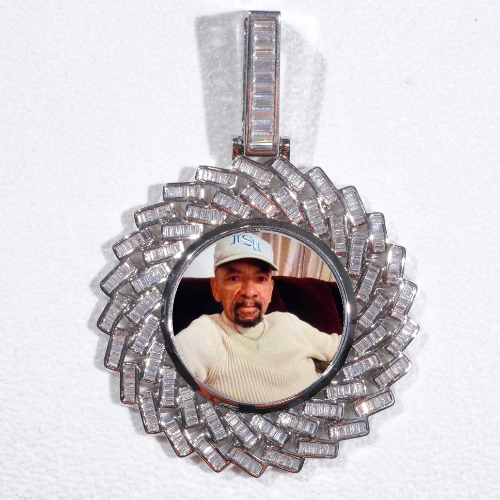 Large 3D Baguette Custom Picture Pendant