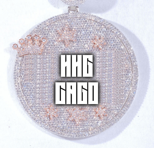 CUSTOM LETTER NECKLACE 3D BIG CROWN DISC