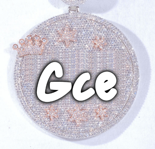 CUSTOM LETTER NECKLACE 3D BIG CROWN DISC