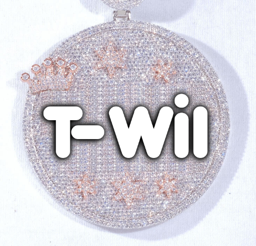 CUSTOM LETTER NECKLACE 3D BIG CROWN DISC