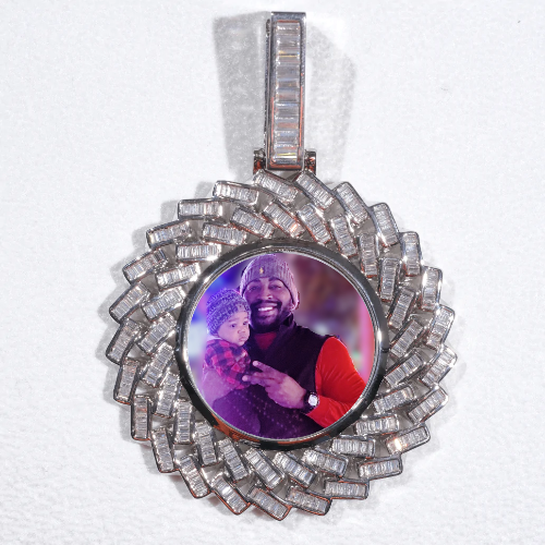 Large 3D Baguette Custom Picture Pendant