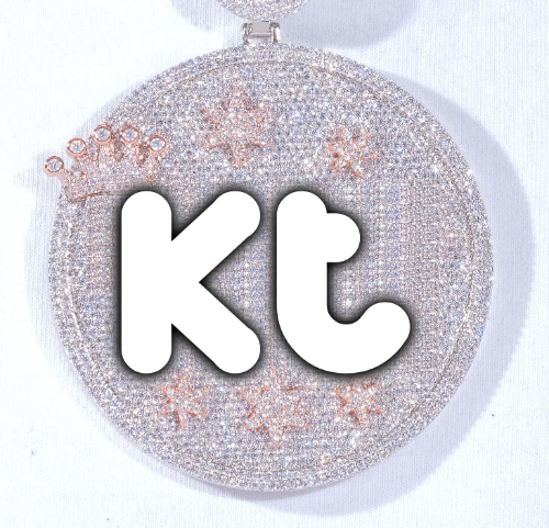 CUSTOM LETTER NECKLACE 3D BIG CROWN DISC