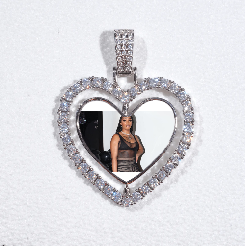3D Spinning 2-Faced Heart Custom Picture Pendant