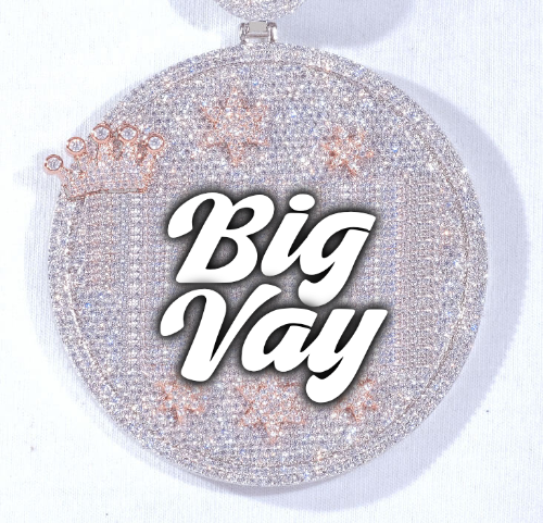 CUSTOM LETTER NECKLACE 3D BIG CROWN DISC