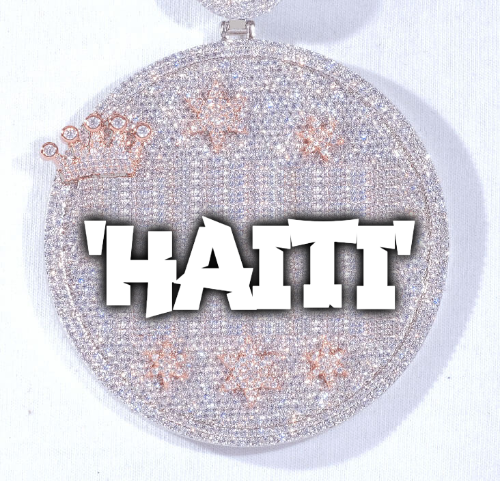 CUSTOM LETTER NECKLACE 3D BIG CROWN DISC