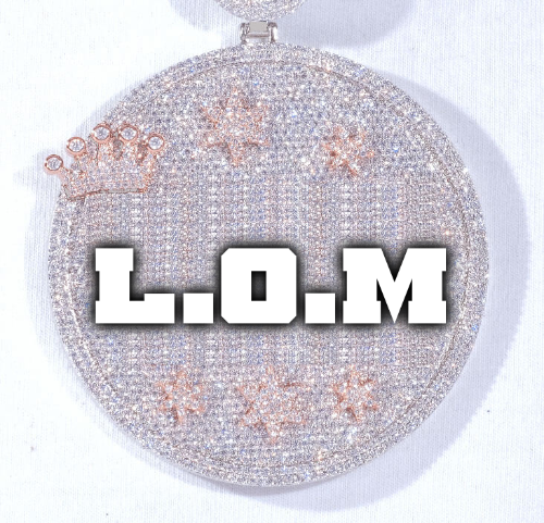 CUSTOM LETTER NECKLACE 3D BIG CROWN DISC