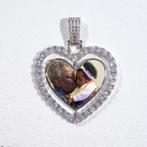 3D Spinning 2-Faced Heart Custom Picture Pendant