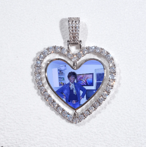 3D Spinning 2-Faced Heart Custom Picture Pendant