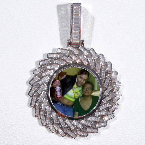 Large 3D Baguette Custom Picture Pendant