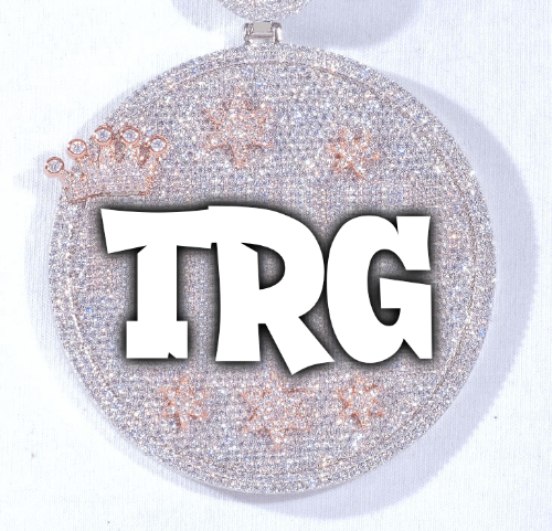 CUSTOM LETTER NECKLACE 3D BIG CROWN DISC