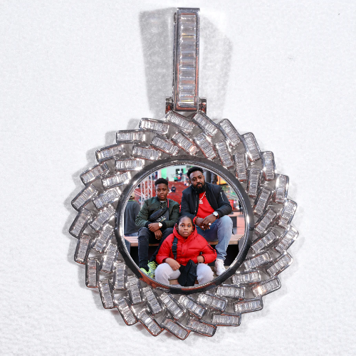 Large 3D Baguette Custom Picture Pendant