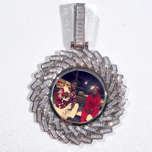 Large 3D Baguette Custom Picture Pendant