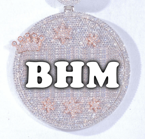 CUSTOM LETTER NECKLACE 3D BIG CROWN DISC