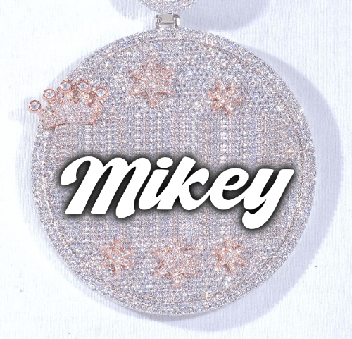 CUSTOM LETTER NECKLACE 3D BIG CROWN DISC
