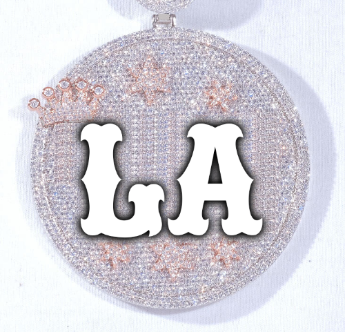 CUSTOM LETTER NECKLACE 3D BIG CROWN DISC
