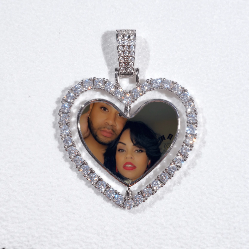 3D Spinning 2-Faced Heart Custom Picture Pendant