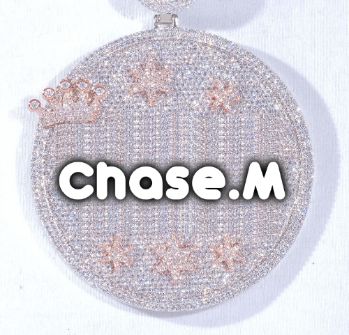 CUSTOM LETTER NECKLACE 3D BIG CROWN DISC