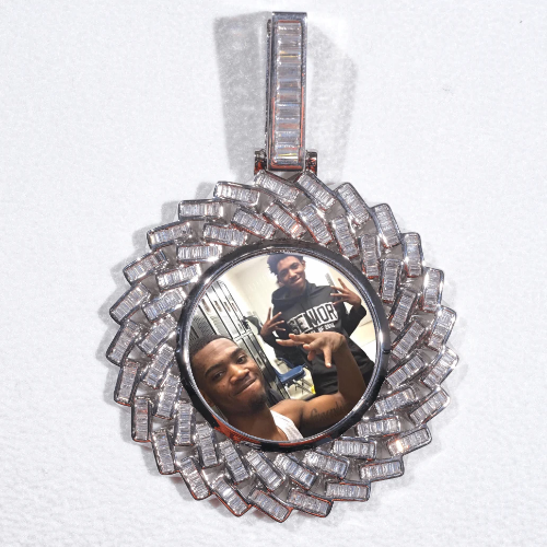 Large 3D Baguette Custom Picture Pendant