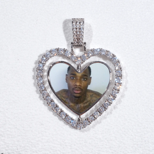 3D Spinning 2-Faced Heart Custom Picture Pendant