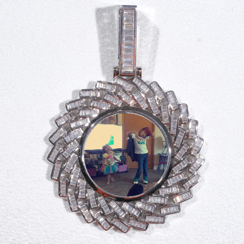 Large 3D Baguette Custom Picture Pendant