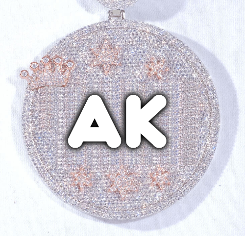 CUSTOM LETTER NECKLACE 3D BIG CROWN DISC
