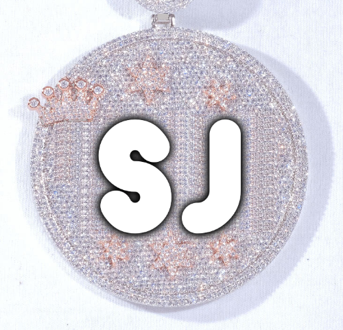 CUSTOM LETTER NECKLACE 3D BIG CROWN DISC