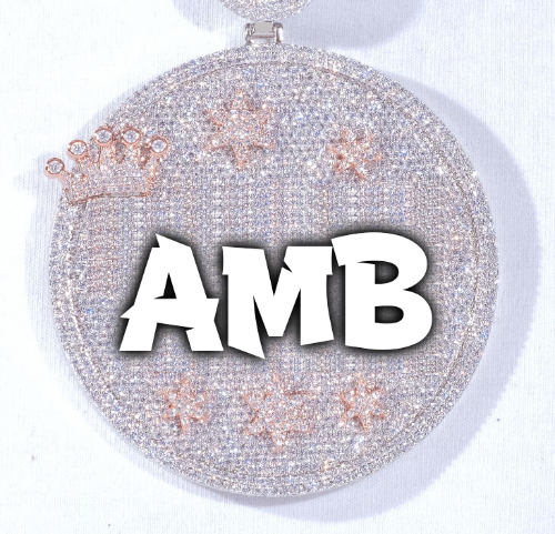 CUSTOM LETTER NECKLACE 3D BIG CROWN DISC